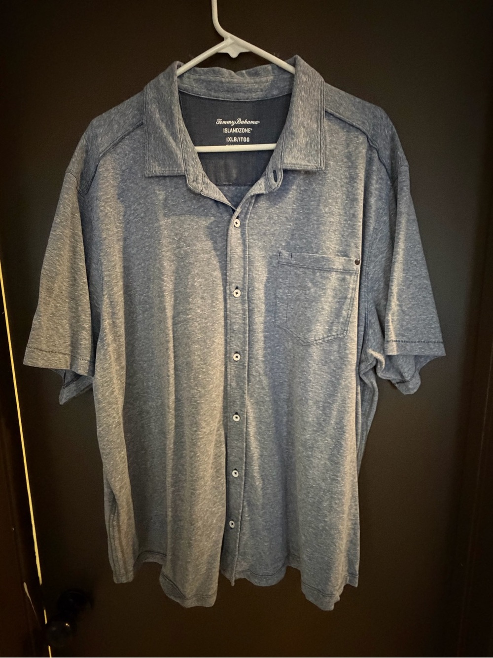 Tommy Bahama Heather Blue Short Sleeve Button Shirt